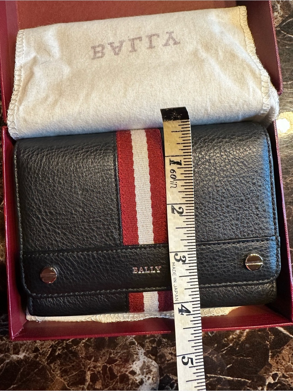 Bally Black Leather wallet with Red and White Stripe - Picture 7 of 13